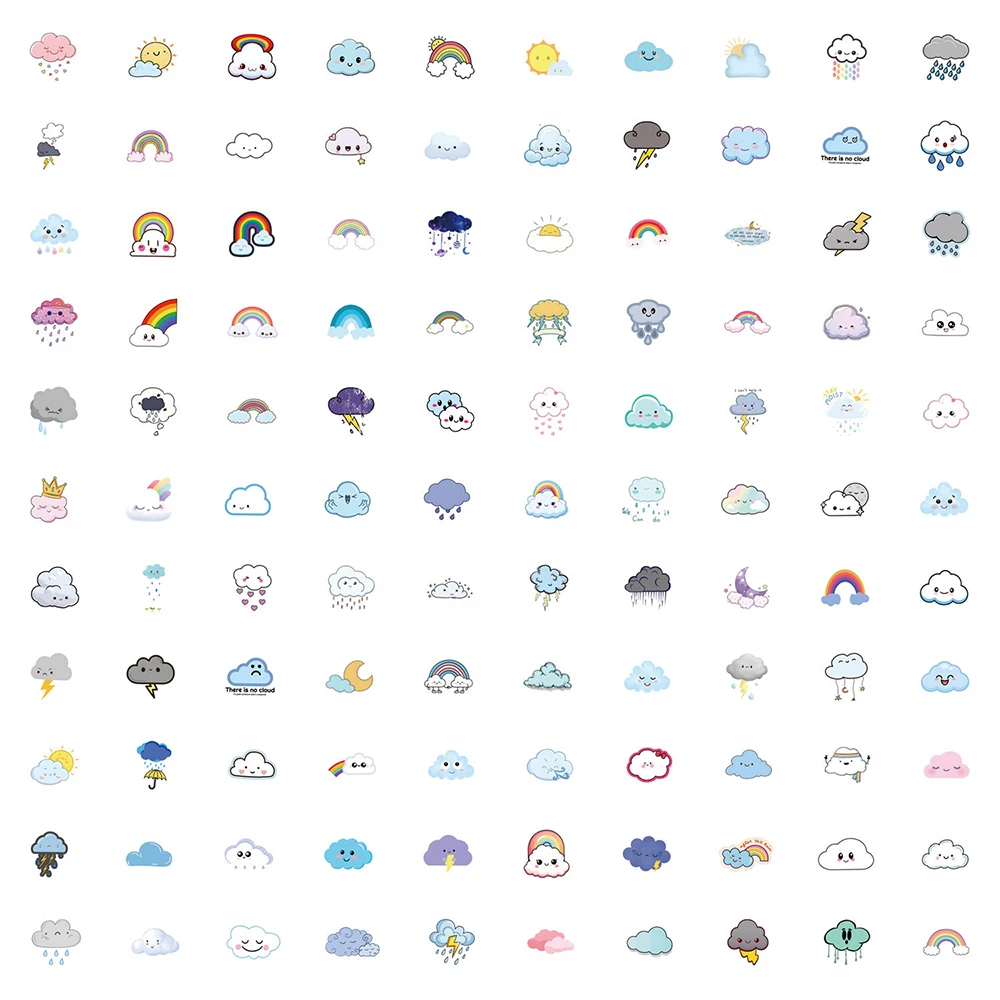 10/30/55/110PCS Cartoon Cloud Sticker Cute Graffiti Decoration Skateboard Bike valigia frigorifero decalcomania impermeabile giocattolo per bambini