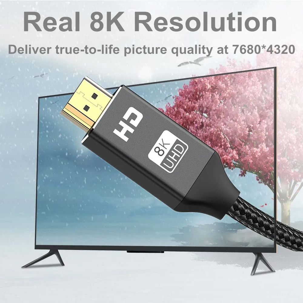 8K HDMI-Compatible Cable 8K 120Hz 144Hz HDTV 2.1 eARC HDCP Fiber HDMI-Compatible Splitter Switch Cord For PS5 Xbox RTX3090 Cable