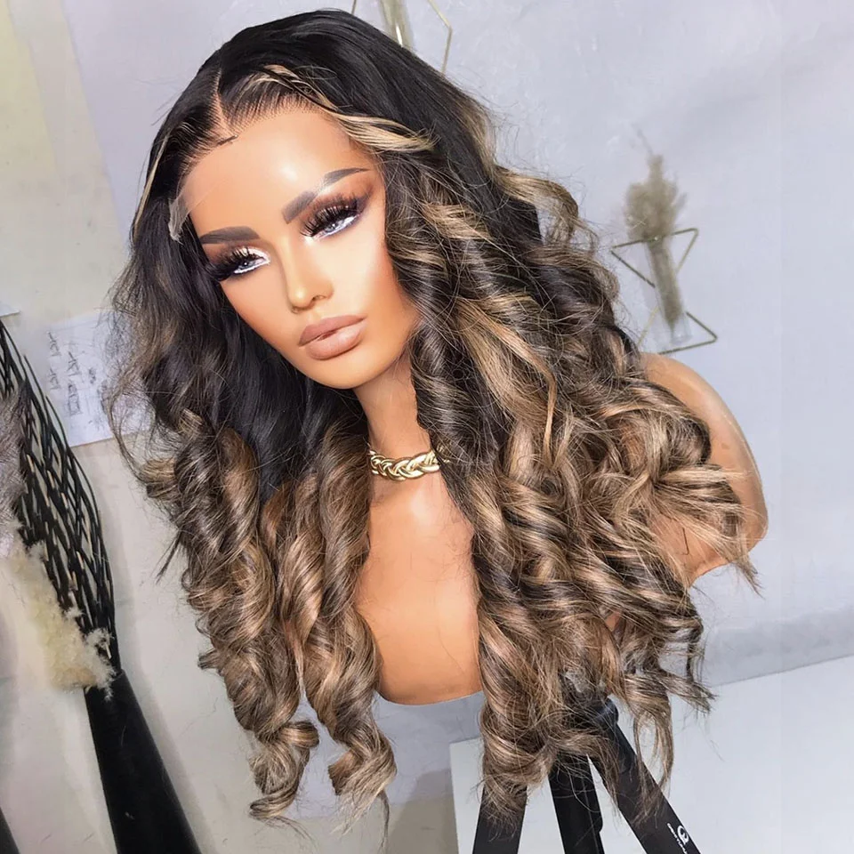 4/27 Highlight Wig Human Hair Body Wave 13x4 Lace Front Wig Honey Blonde 5x5 Silk Base Top Closure Human Hair Wigs 200 Density