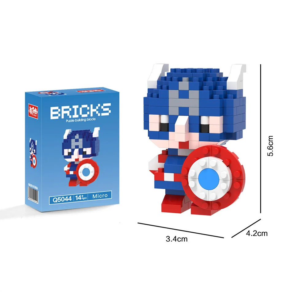 Q Version Spider-Man Batman Captain America Mini Building Blocks Figurines, Desktop Car Decor Stress Relief Toys view 6