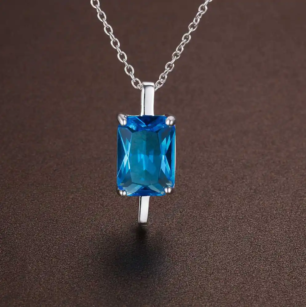Halskette aus 925er-Sterlingsilber mit blauem Edelstein für Damen, Hochzeitsschmuck, feines Zubehör, hochwertige Mode, Partygeschenke