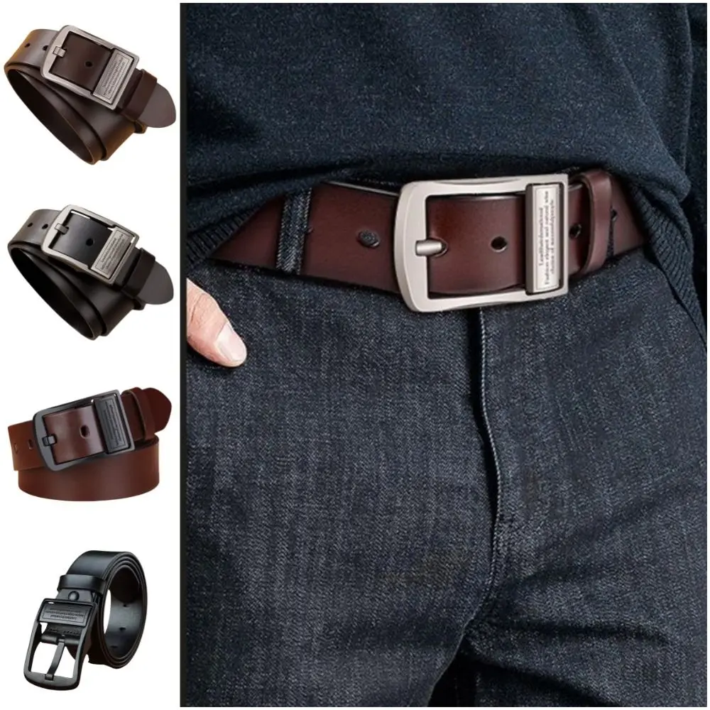 

Business 120cm Men's Belt Retro Adjustable Leather Belt Men Accessories Pants Metal Buckle Belt Suit