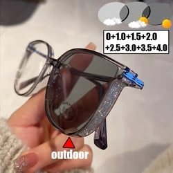 Ultralight Photochromic Far Sight Glasses for Women Men New Trendy Color Changing Sunglasses Finished Presbyopia Eyewear To +4.0