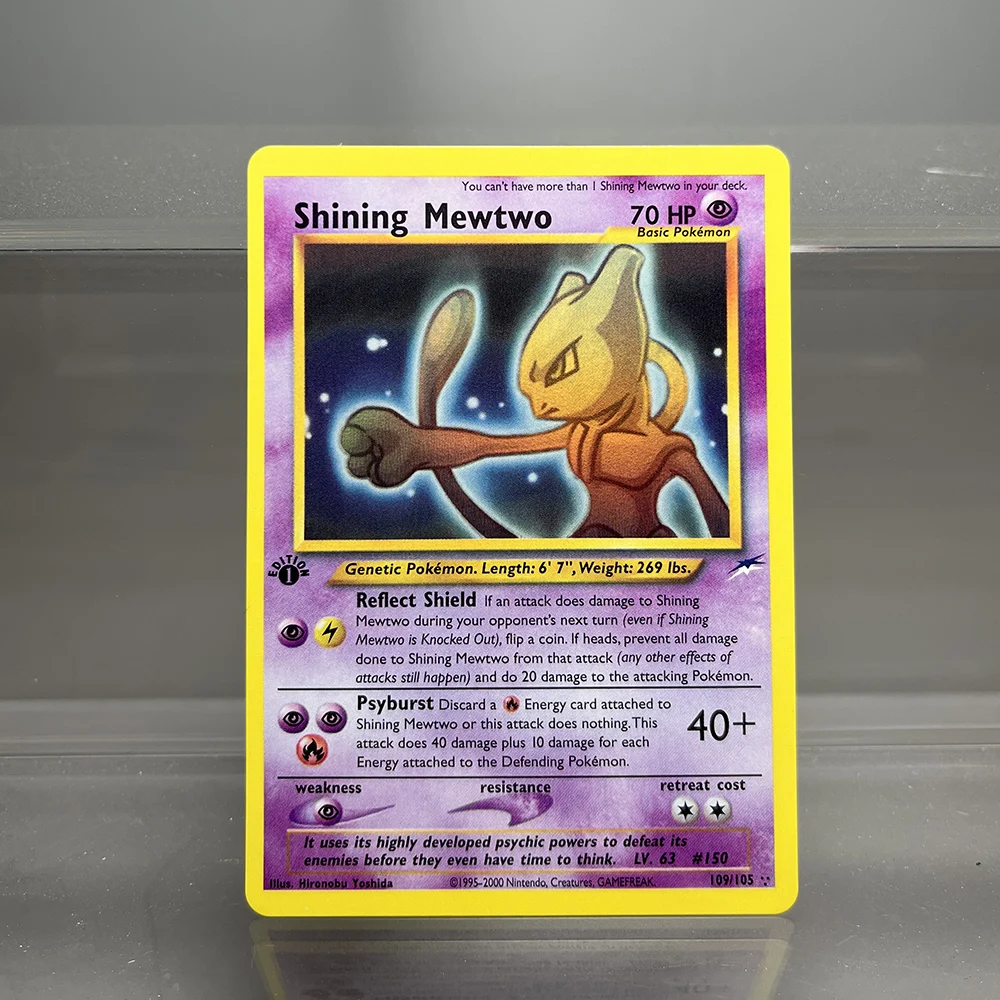 Cartas holográficas brillantes de la serie Neo de Pokémon, tarjetas de colección de juegos de Mewtwo, Lugia, Jumpluff, Blissey, tarjetas Proxy PTCG, juguetes para niños