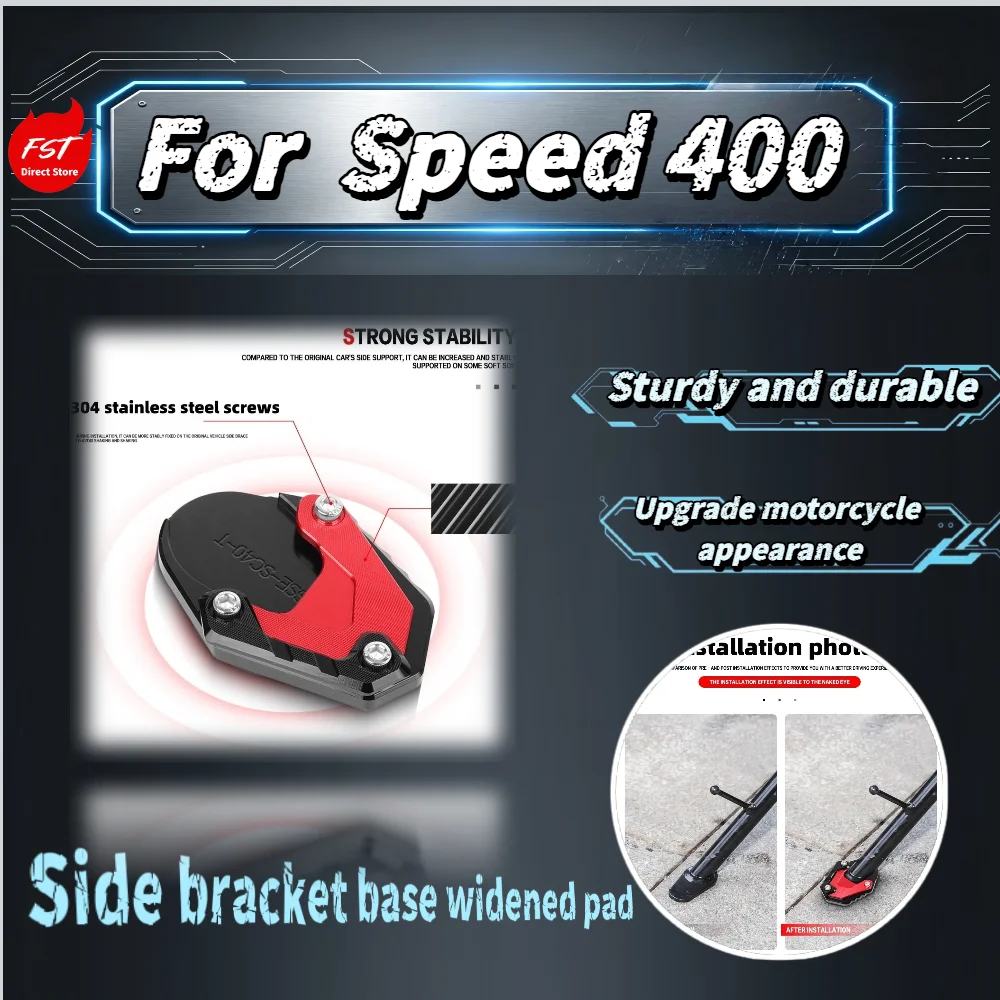 

For Speed 400 Side Stand Enlarger Kickstand Shoe Stability Pad Mod Accessories