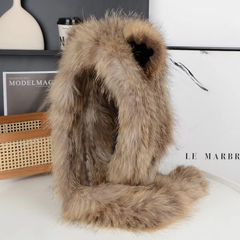 New style fur hat ladies' courtesy little bear ears woven scarf