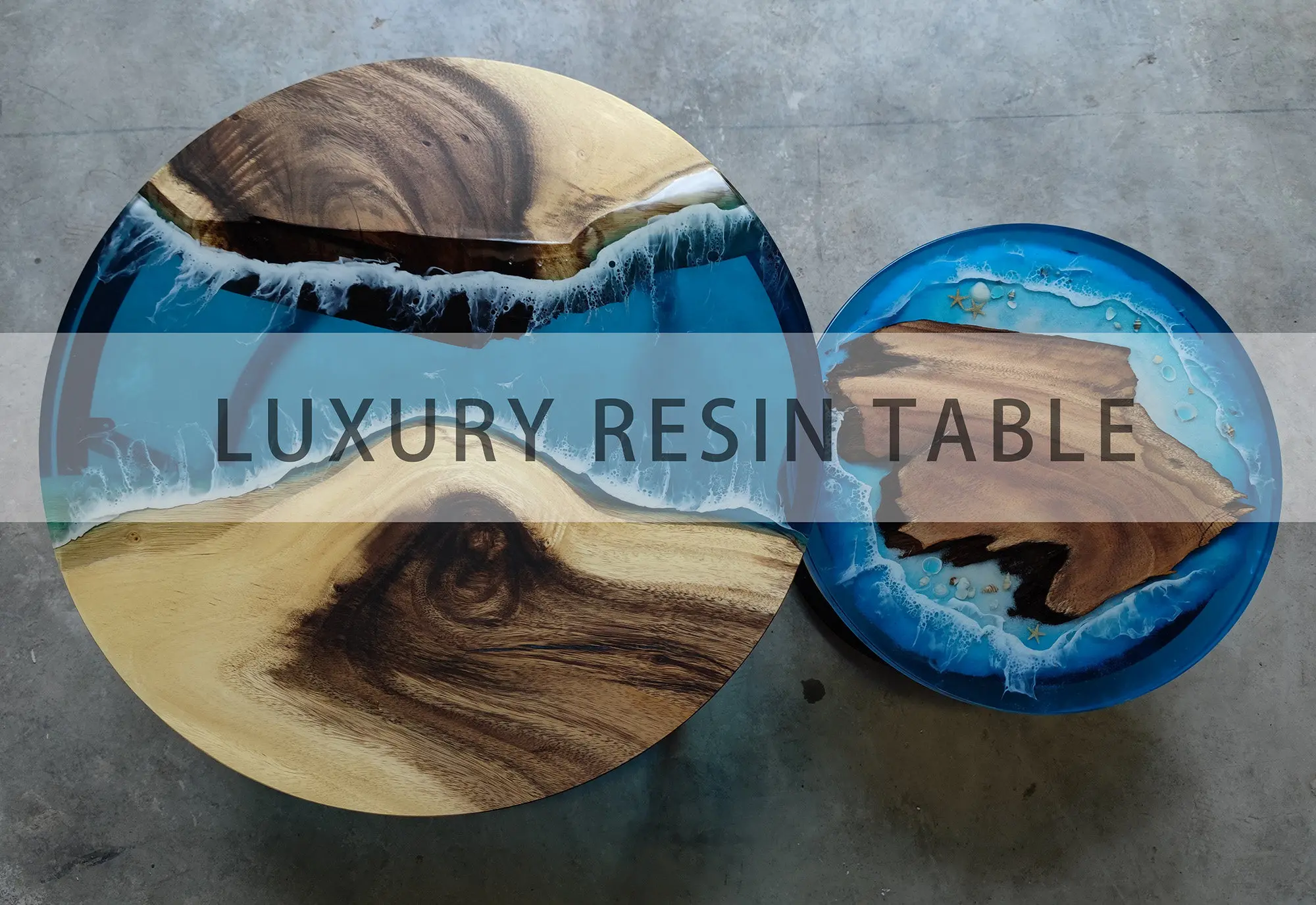 Epoxy resin river walnut log solid wood large board tea table poplar tea table simple desk