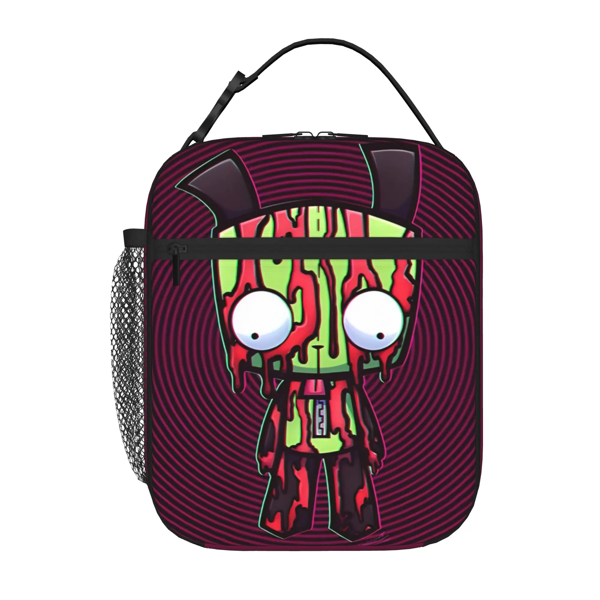 1 Piece Zipper Closure vintage alien Storage Bag Pocket Invader Zim School Lunch Food Box Reusable For Lunch Food Bag