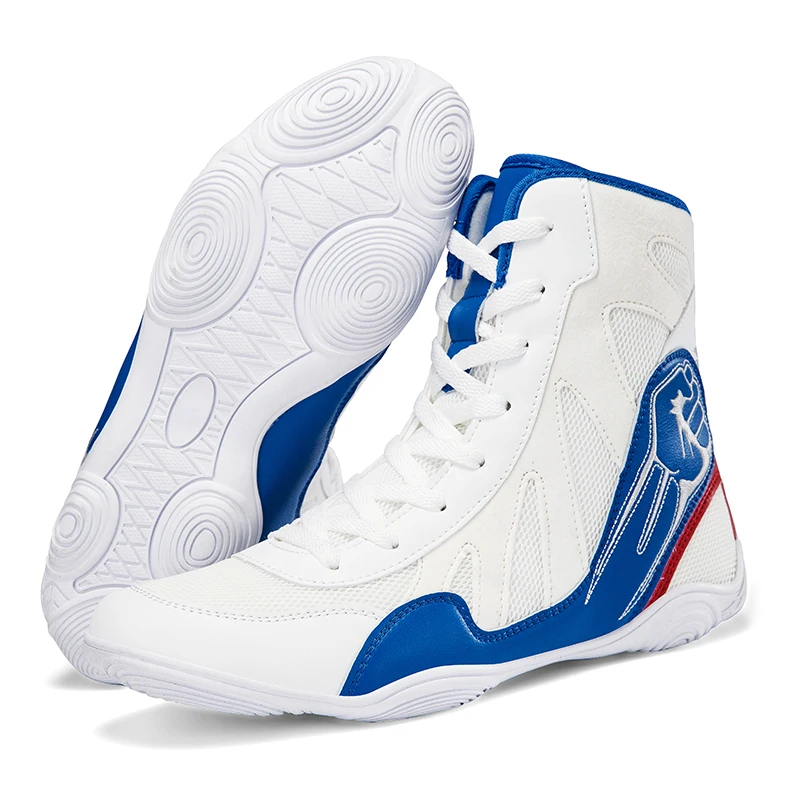 

Sporty Men's Wrestling Shoes Lightweight Outdoor Gym Training Boxing Sneakers Black White Large Size