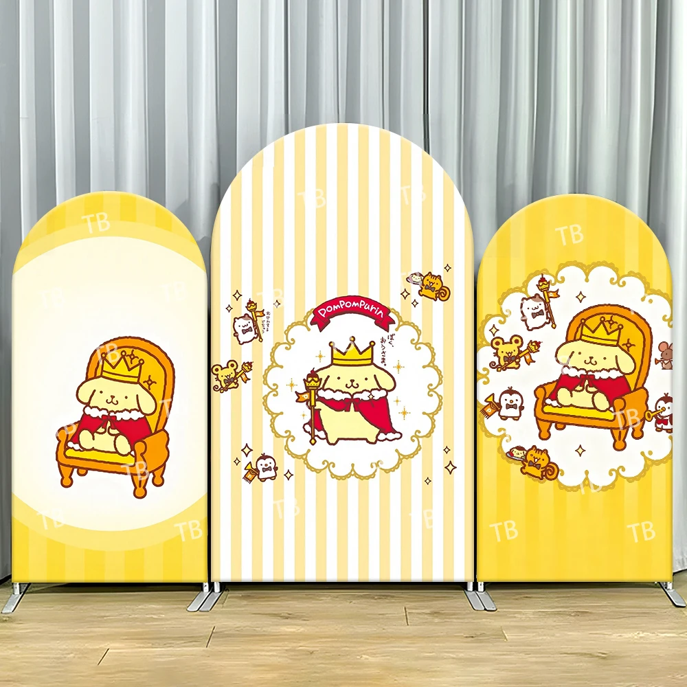 

TB Sanrio Pompompurin King Theme Arch Backdrop Cover for Kids Birthday Party Baby Shower Decor Photograph Background Wall Props