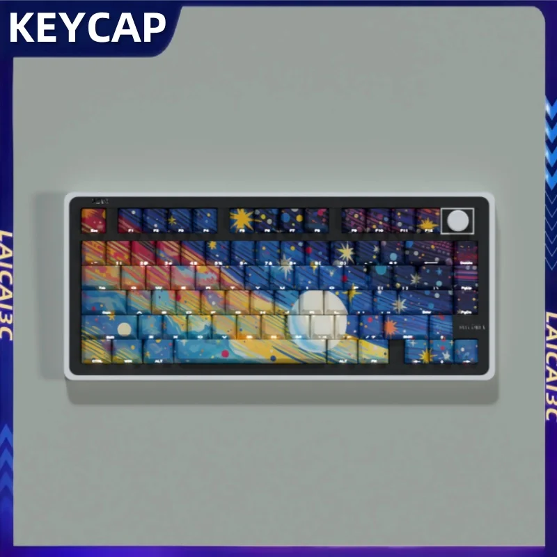 Starry Sky keycap PBT Side engraved light transmitting Cherry profile keycap Anime gift PC gaming mechanical keyboard accessorie
