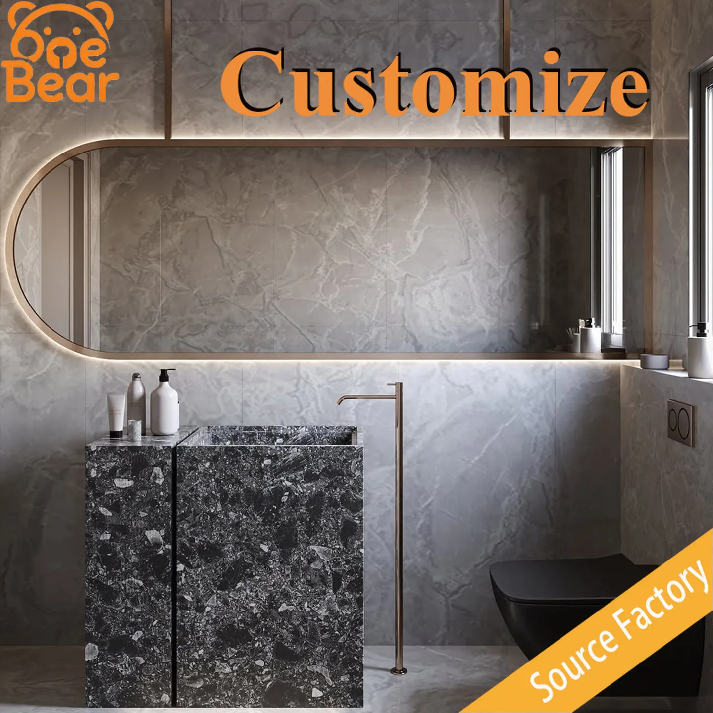 

Customizable Graphite Grey Marble Basin, Cold Tone, Fashion Sink for Industrial Loft Interior