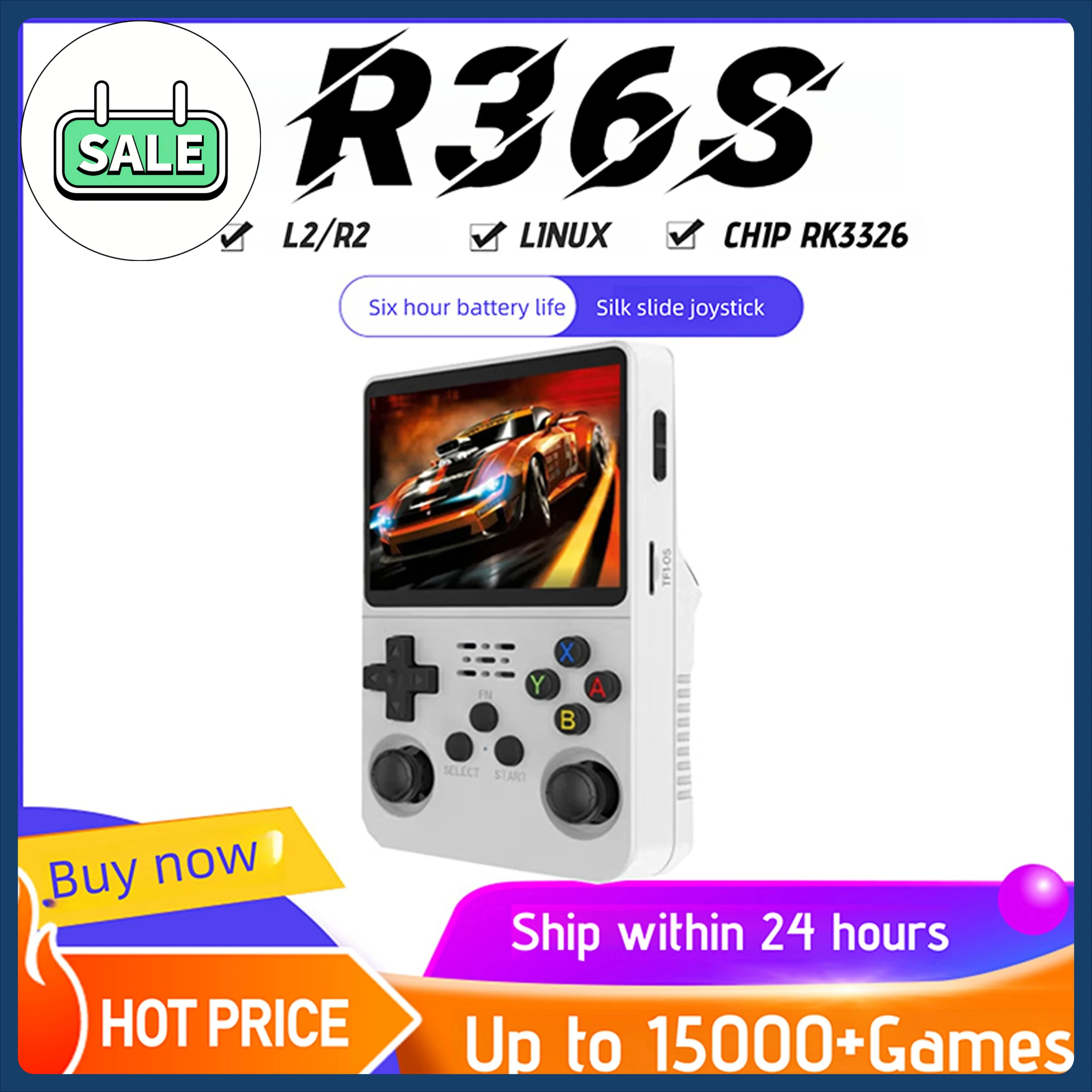 

128G/64G R36S ARKOS Ретро портативная игровая консоль 3,5-дюймовый IPS-экран, детский подарок Портативная игровая консоль Видеоплеер