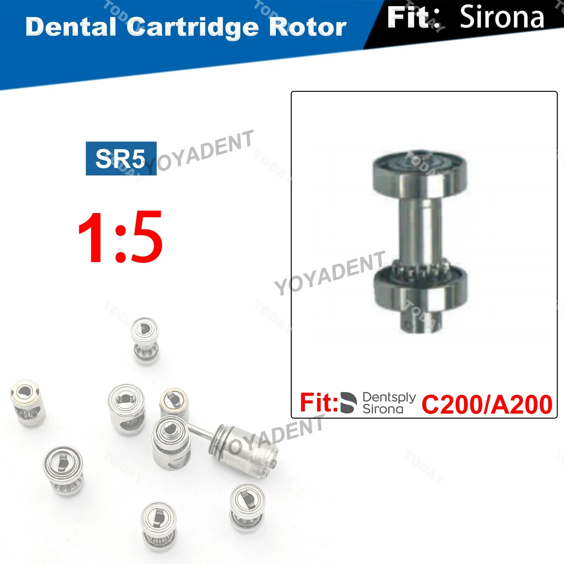 

Dental Turbine Cartridge 1:5 Rotor For Sirona A200/C200 Dentistry Handpiece Accessory