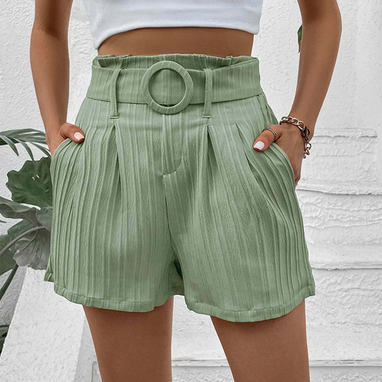 Elegante Casual Shorts Voor Dames Met Riem 2024 Nieuwe Stijlvolle Zomerzakken Dames Elegante Casual Shorts Dames Dames