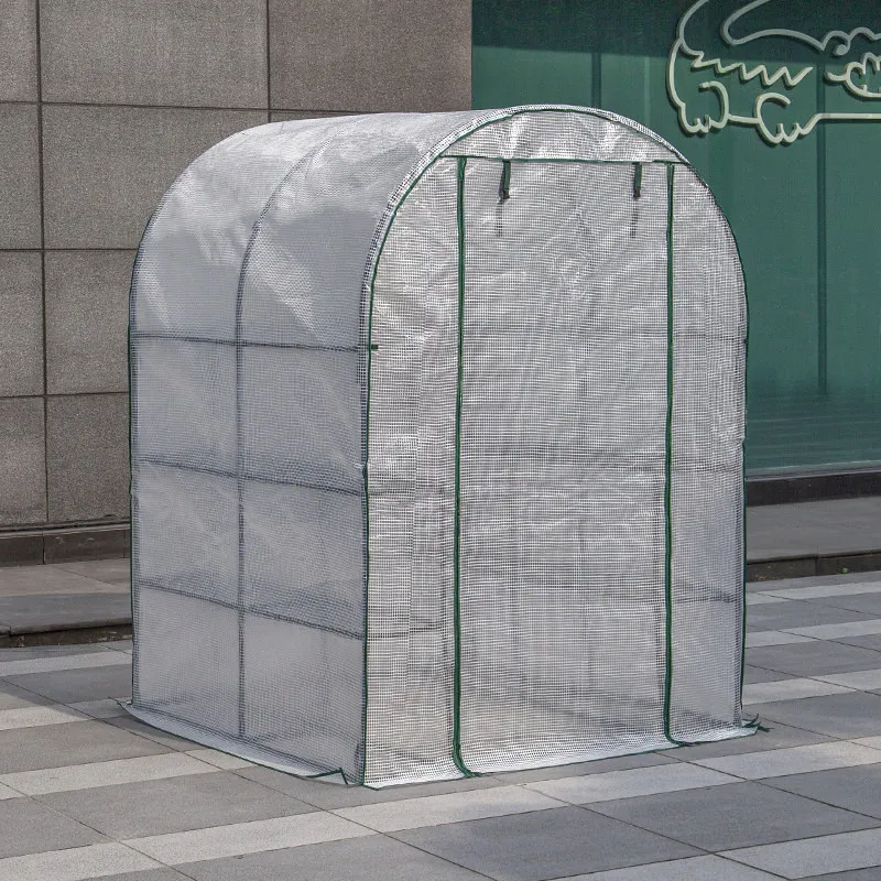 143x143x195CM Round Arch Type Greenhouse White PE Plant Cover Garden Balcony Temperature Retaining Vegetable Sheds With Frame