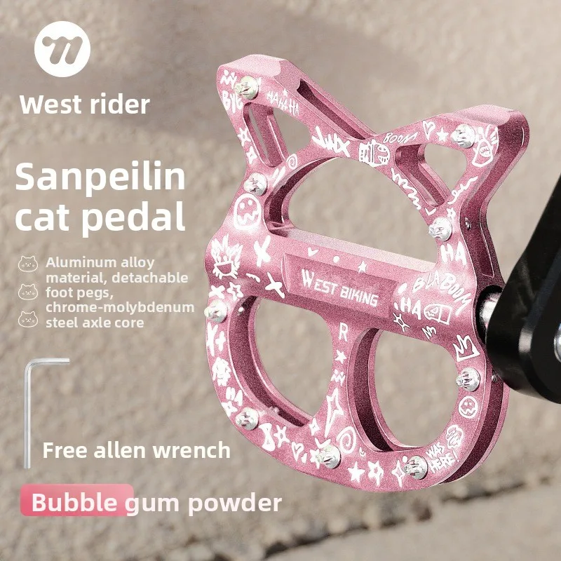 

Bike Pedals 3 Bearings Aluminum Alloy, Cat Design MTB Pedals for Folding Road Mountain Bicycle