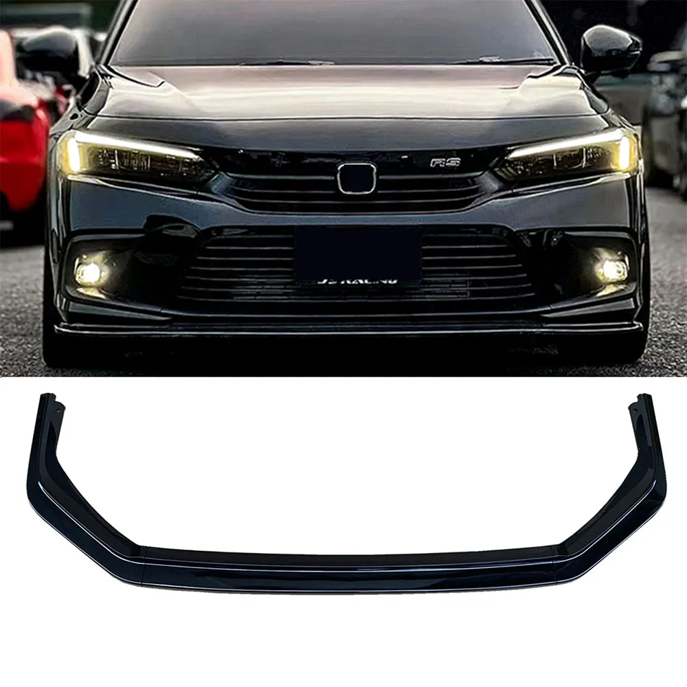 For Honda Civic 2022 2023 11th Generation Front Bumper Lip Spoiler Splitter Deflector Guards Body Kit Cover Car Accessories ABS