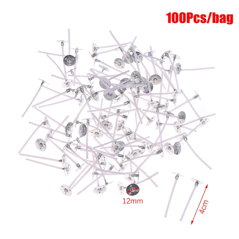 New 100Pcs/set Smokeless Candle Wicks 4cm Soy Wax Pure Cotton Core DIY Candle Making Pre-waxed Wick For Party Supplies