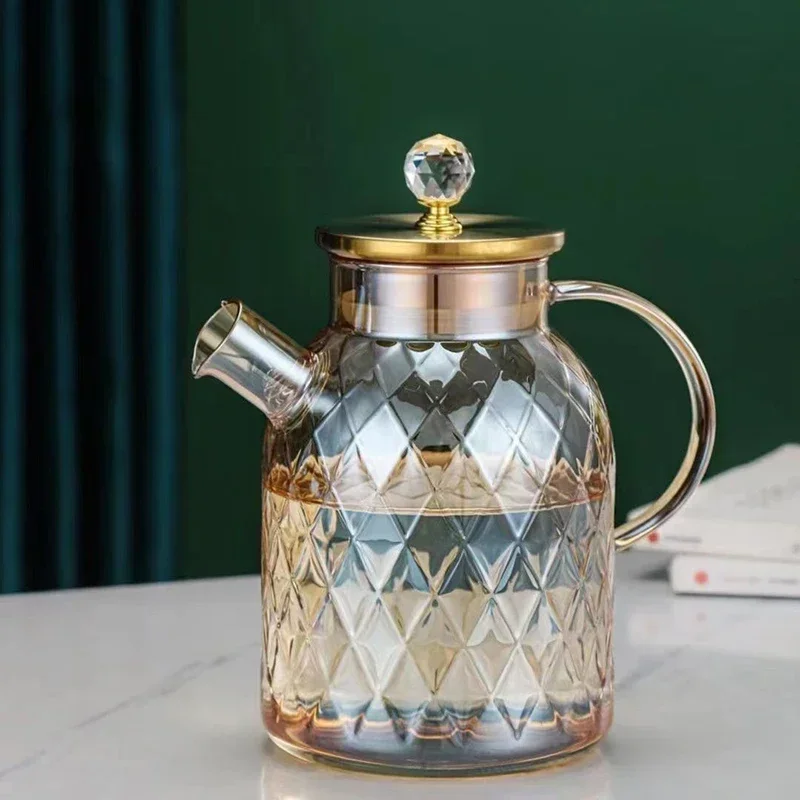 Light Luxury Glass Flower Teapot Teaware Puer Tea Teapots to Boil Water Yixing Clay Kettle With Filter Ceramic Pot Set