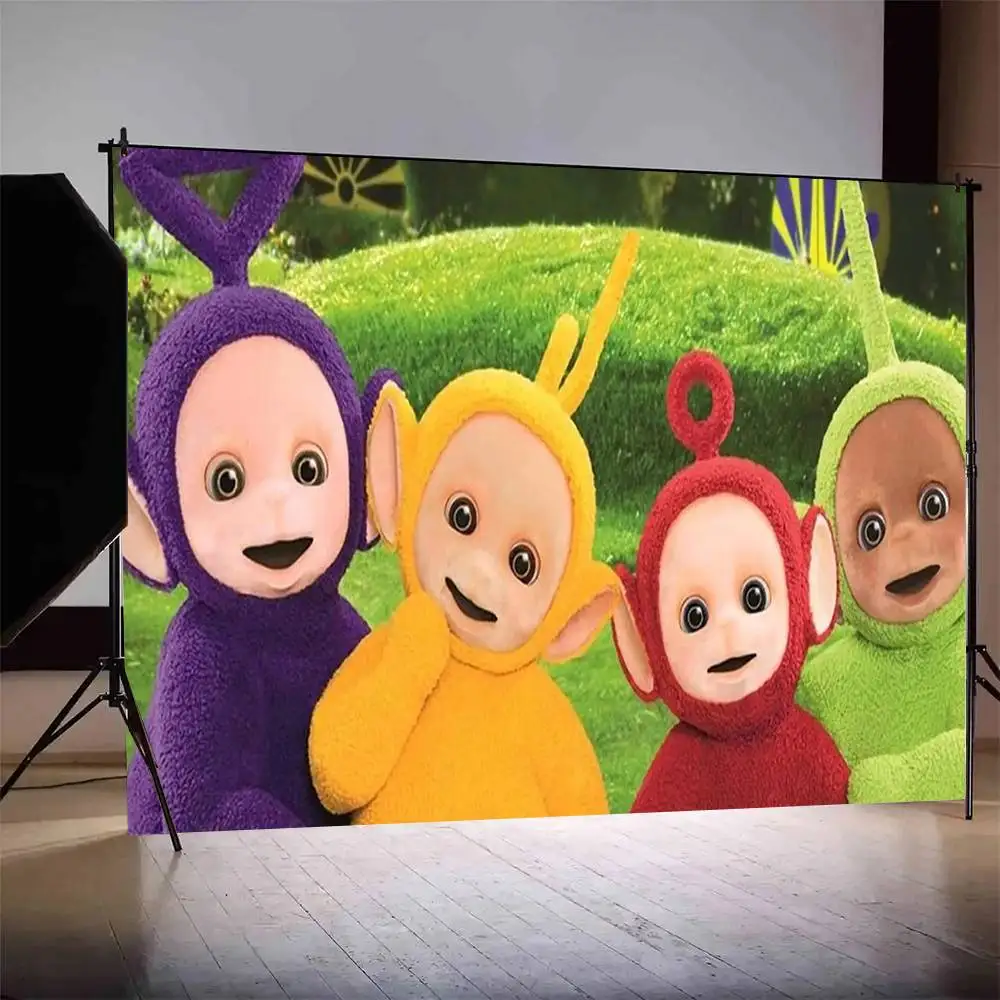 T-Teletubbies الديكور خلفية غرفة الطرف الديكور خلفية القماش الأطفال عيد ميلاد راية التصوير الدعائم #1