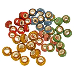 50x Colorful Ceramic Spacer Beads Round Large Hole Craft Macrame Loose Beads for DIY Rings Necklace Earrings Jewelry Making