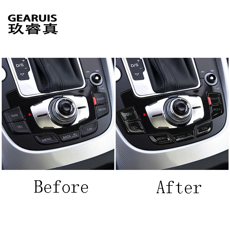 Car Control Knob Joystick Center Button switch Sticker Gear Shift Panel For Audi A4 B8 A5 2009-2016 Interior Auto Accessories