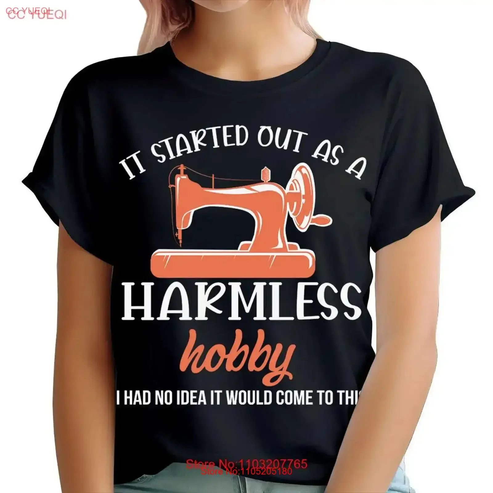 Funny Sewing Harmless Hobby I Had No Idea Humor Quote Womens T Shirt Top TA 91 vintage Washed Slightly Casual streetwear Soft