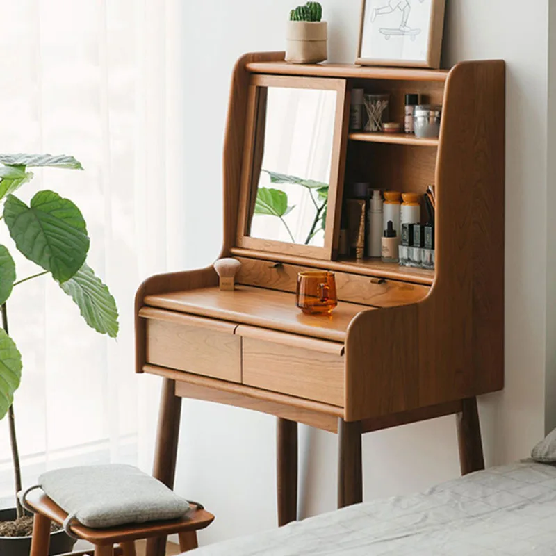 أدراج خشبية صغيرة منضدة الزينة تخزين مكتب ماكياج ماكياج غرفة نوم خلع الملابس فتاة الجمال Penteadeira الأثاث العصري