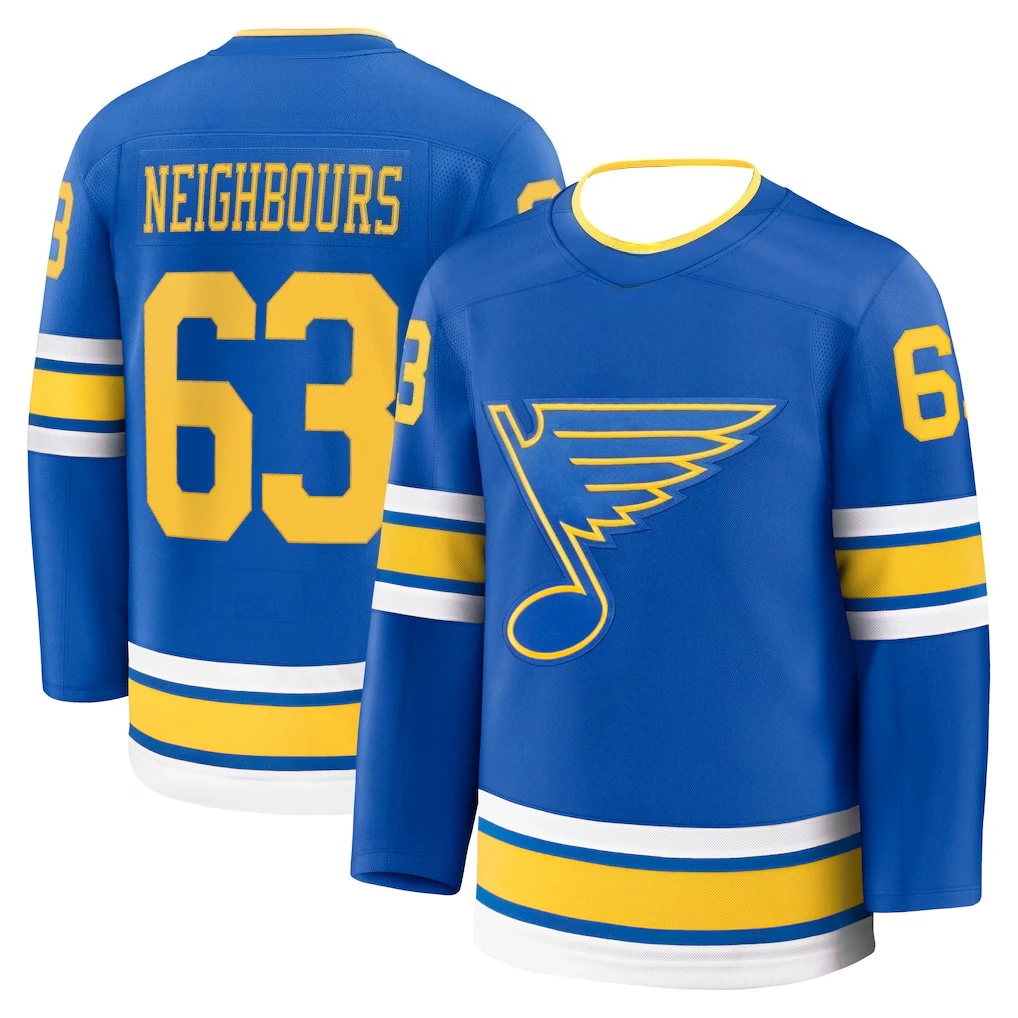 Hockey Jersey - Blue with Yellow/White Accents "Neighbours 6