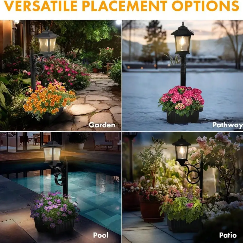

2PACK 2 In 1 Solar Lamp Post Light With Planter, Solar Post Lights Waterproof, Outdoor Flower Pots, Led Planters Pots, Outdoor