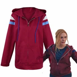 Wanda Vision Scarlet Witch Wanda Maximoff Hoodie Sweatshirt Superhero Supergirl Cosplay Costume Women Zip Up Jacket Halloween