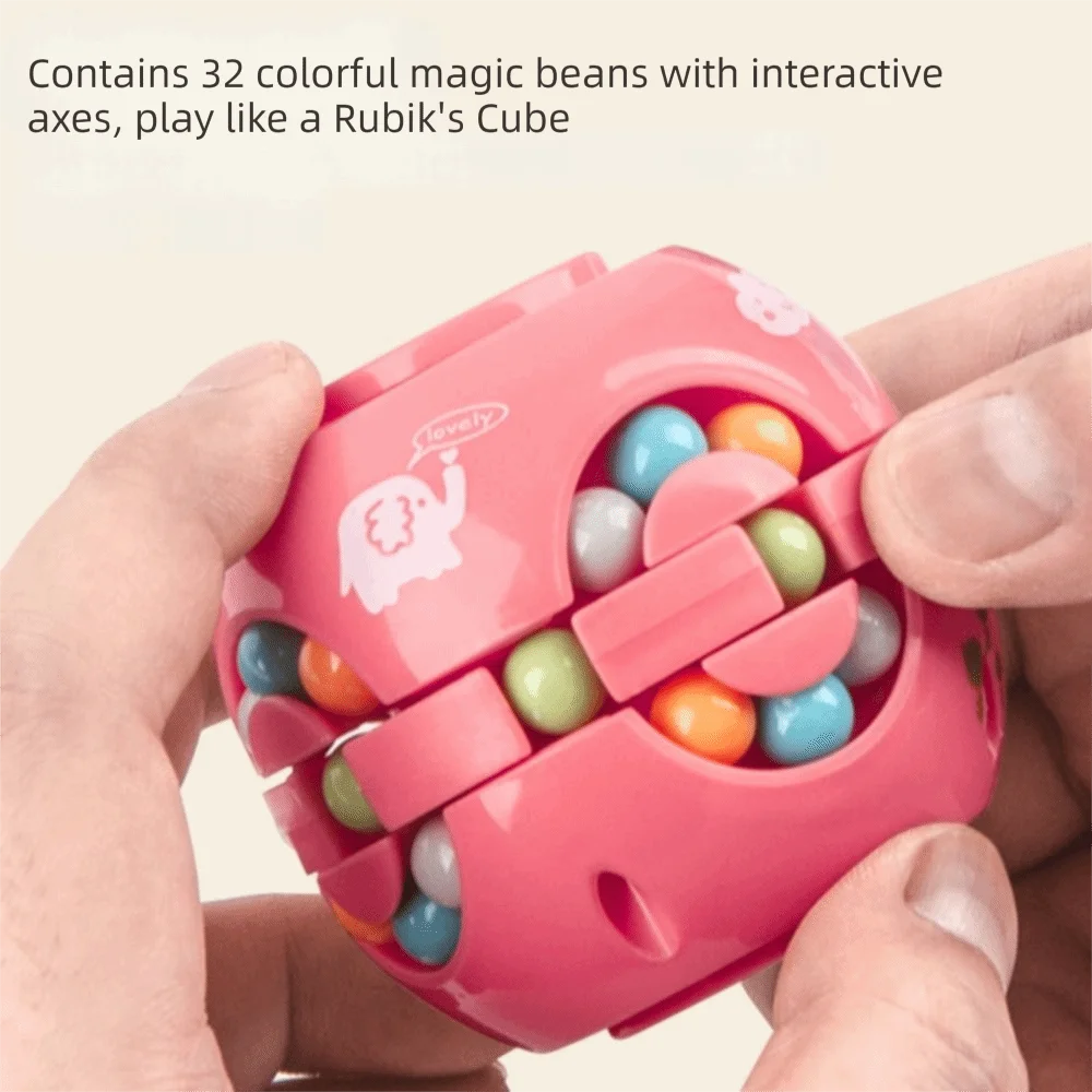 Funny Plastics Magic Bean Cube Spinner Finger Gyro Rotating Ball Rotating Ball 3D Stress Relief