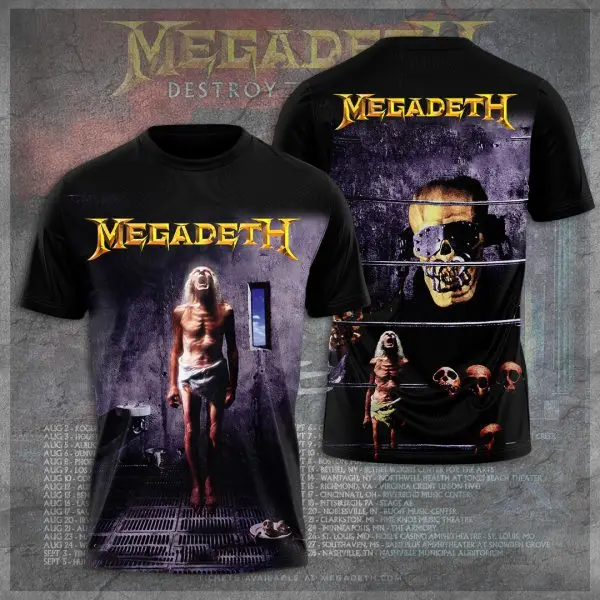 New Rock Band Megadeth 3D Print t shirts Fashion Men/Women Hip Hop Trend Tee Shirt Loose Casual Top Oversized Street Y2k Clothes