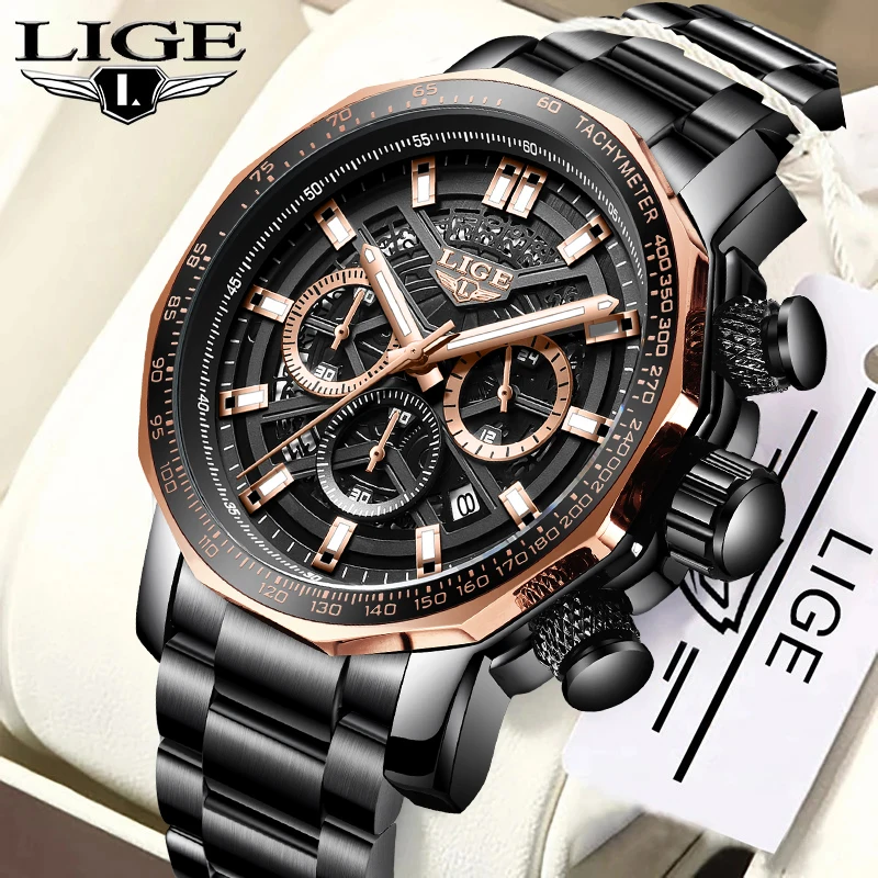 

Reloj Hombre LIGE модные роскошные полые кварцевые мужские часы деловые повседневные водонепроницаемые светящиеся мужские часы из нержавеющей стали