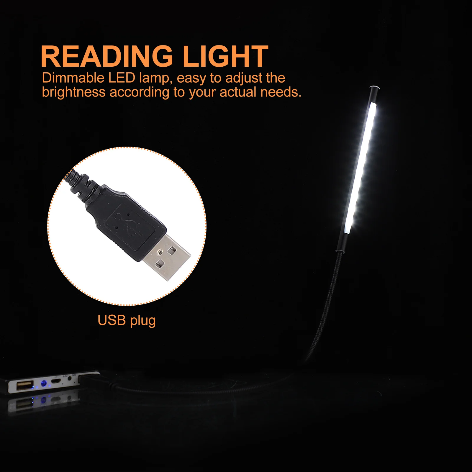 

2Pcs USB Dimmable LED Reading Lamps Flexible Gooseneck Touch Switch Portable Night Light Adjustable Brightness Laptop Lamp