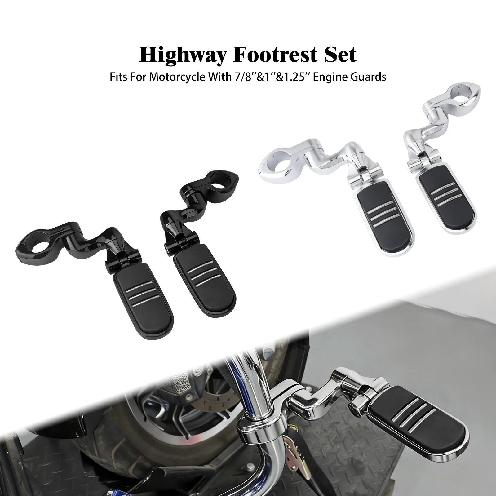

Motorcycle 1.25'' Highway Footrest 25-32mm Engine Guard Footpegs Foot Pegs Mount For Harley Softail Touring Sportster XL Dyna