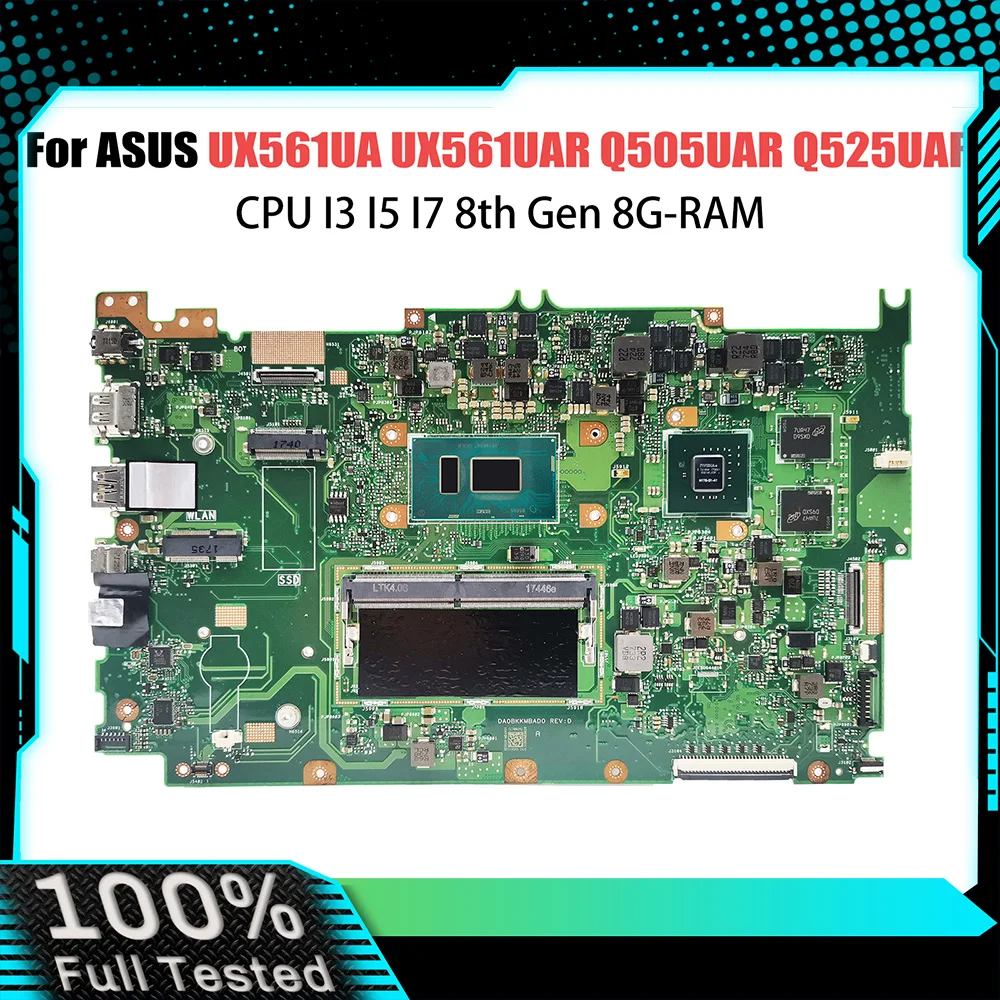 

UX561UA Notebook Mainboard For ASUS UX561UAR Q505UAR Q525UA Q525UAR Laotop Motherboard CPU I3 I5 I7 8th Gen 8G-RAM