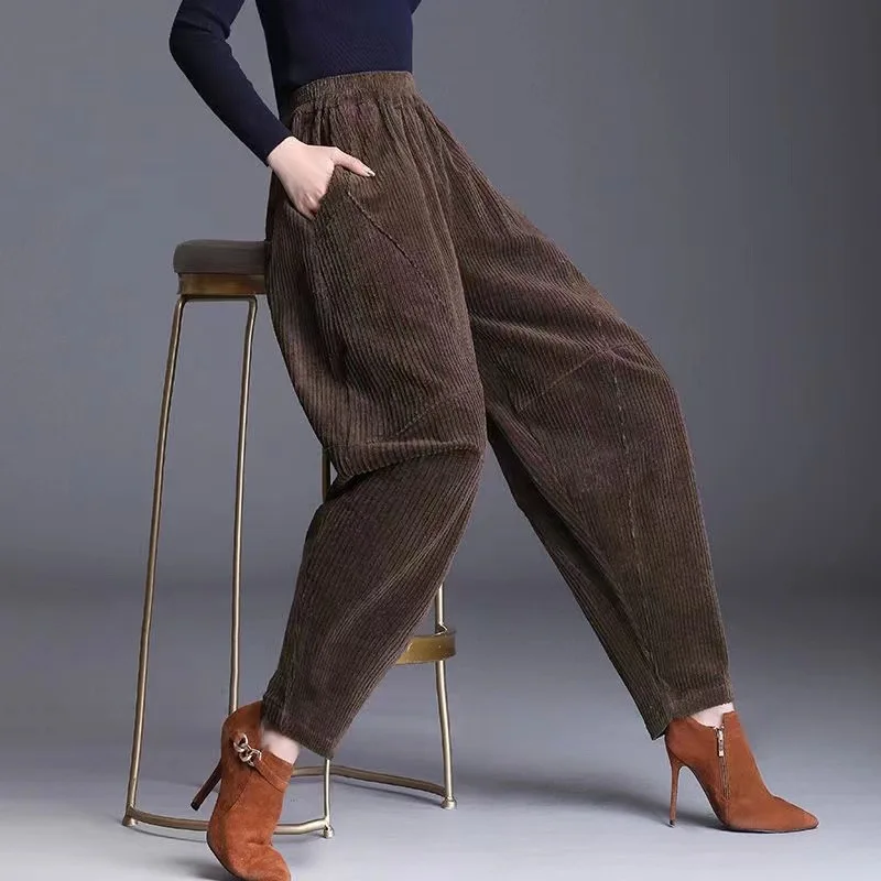 جديد 2025 ربيع المرأة سروال قصير فانوس فضفاض طويل الحريم الجزرة السراويل مريحة عادية عالية الخصر ألياف البوليستر #2