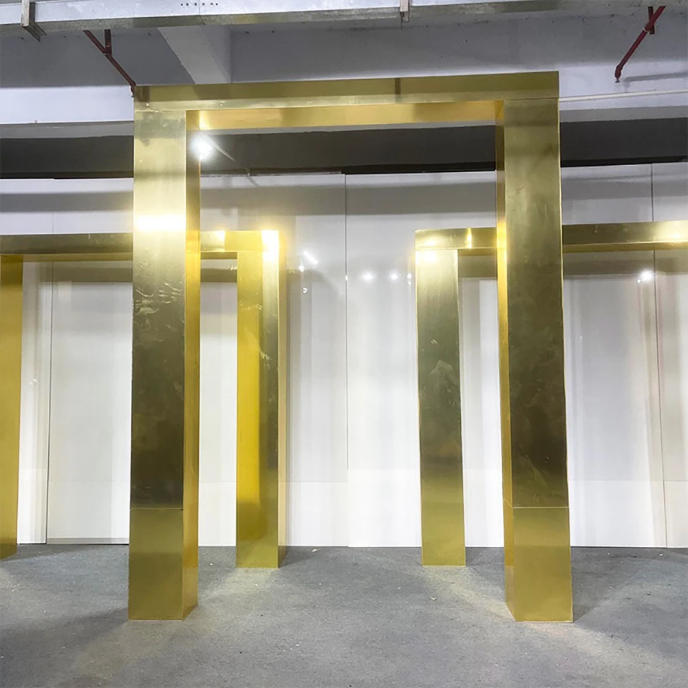 

Wedding Party Popular Gold Customized rectangular Stainless Steel Door Backdrop Arch