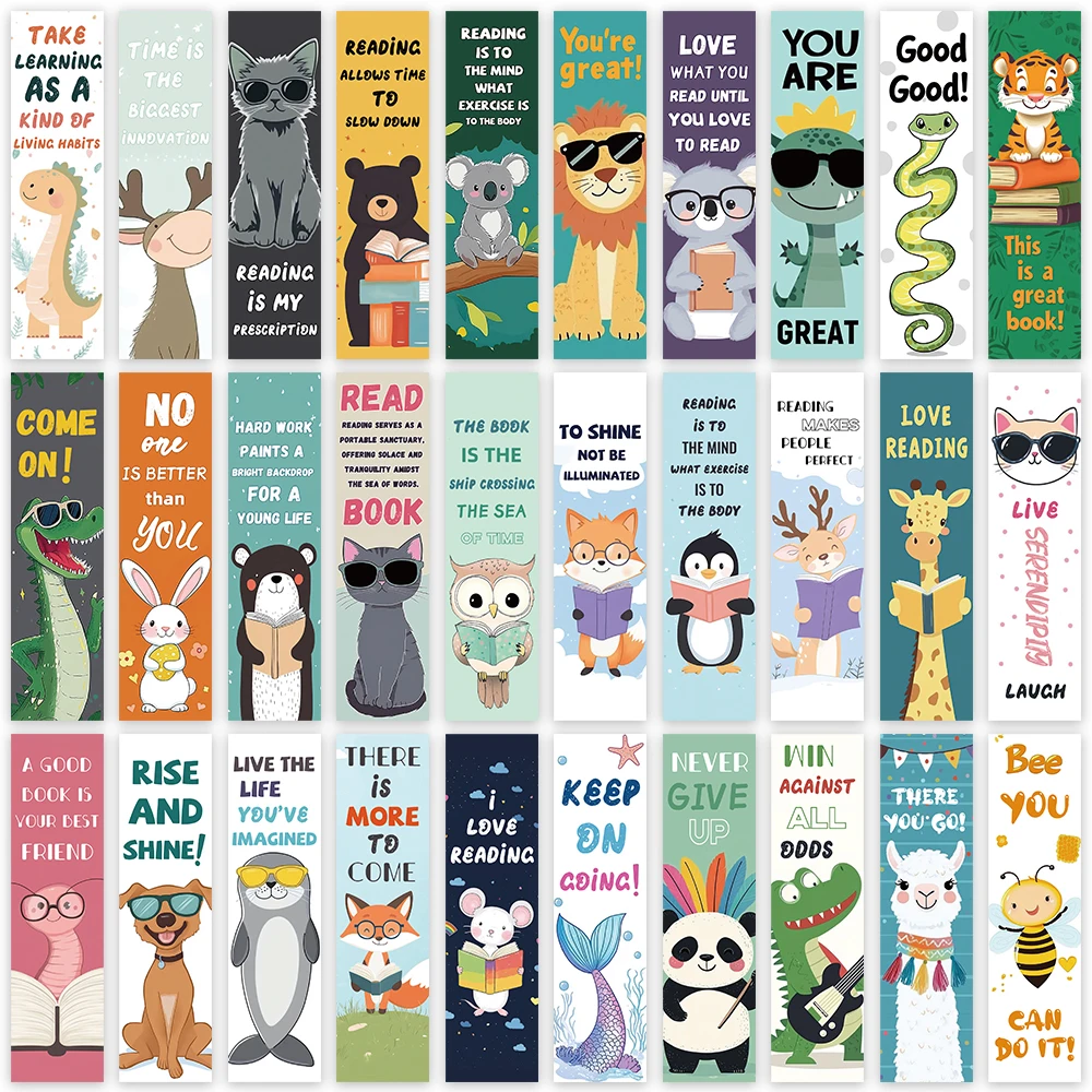 

30pcs DIY Cute Cartoon Animals Reading Book Paper Bookmarks Library Office Page Markings Students Readers Gift Page Markers