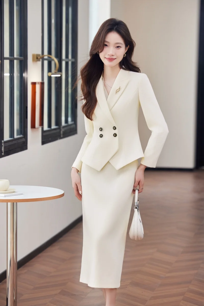 

AIYSSA2025 Fashion Professional Women's Two-Piece Suit Jacket + Skirt. Exquisite, elegant, soft and comfortable
