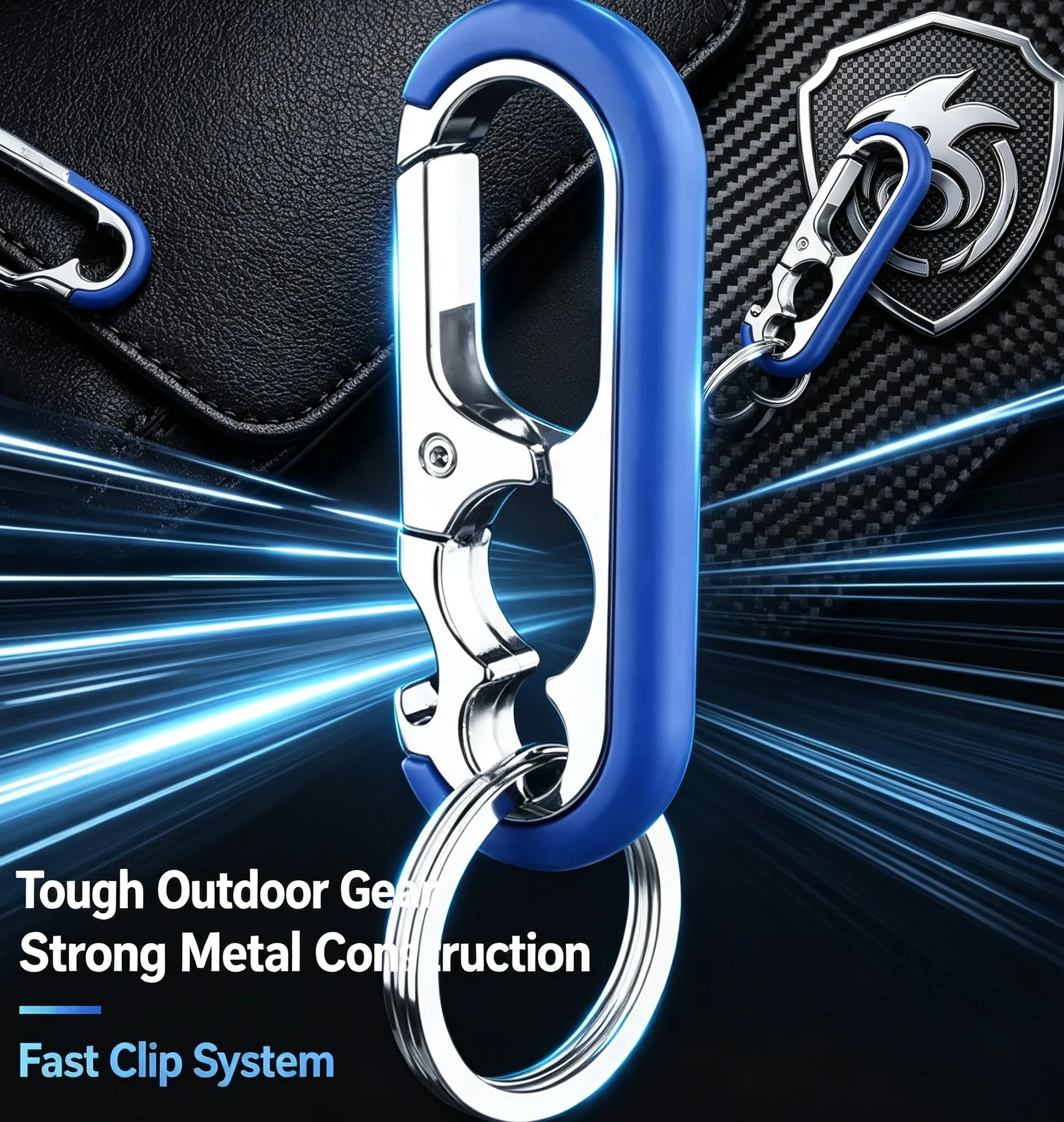 Practical Multifunction Carabiner Key Ring Pendant Keychain Charm Gift Anti‑Lost Metal Clip Key Organizer for Outdoor Daily Use