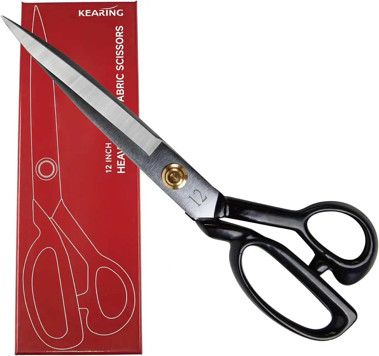 

12 Inch Heavy Duty Fabric Scissors, Professional Tailor Shears for Leather, Denim, Multi-Layer Fabrics - Right-Handed