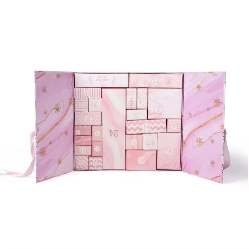 2025.Wholesale Stock Foldable Christmas 24 Day Calendar Blind Box Pink Countdown Christmas Calendar Box - Image 5