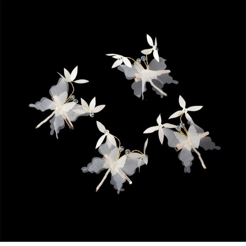 AWAYTR Fairy Butterfly Hairpin Cute Barrette Hair Clip Women Girls Elegant White Hairgrips Hair Clip Party Hair Accessories