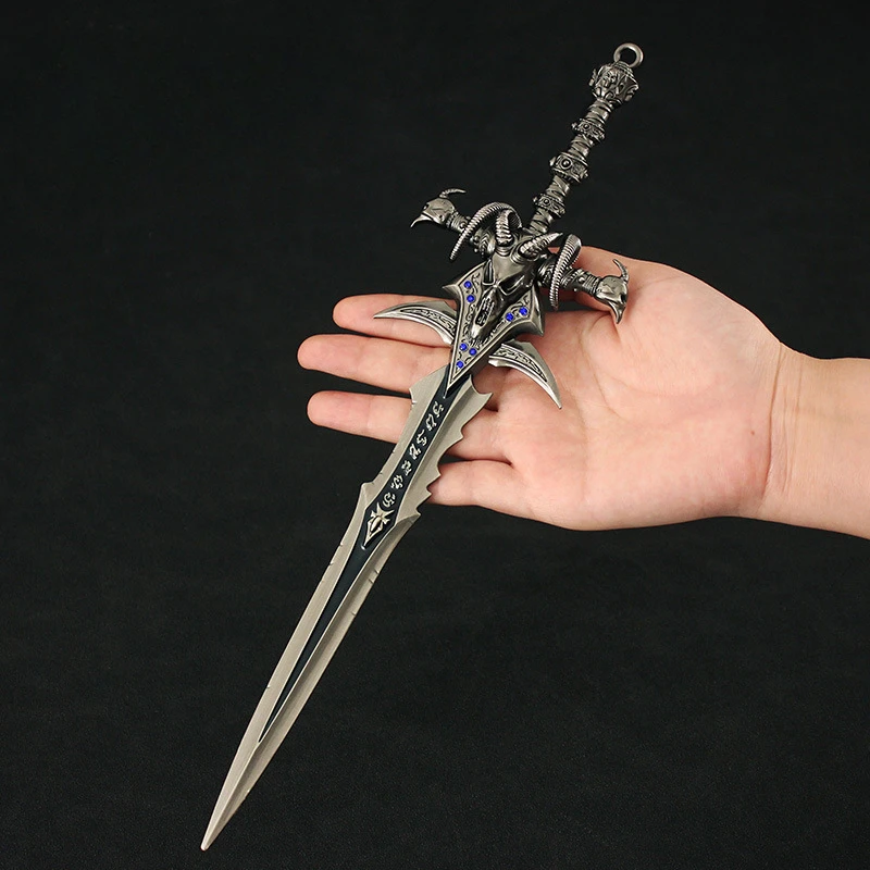 30 cm World of Warcraft Frostmourne Schafkopf Schwert Spiel Peripherie Vollmetallornament mit Ausstellungsstand Cosplay Waffen Spielzeug