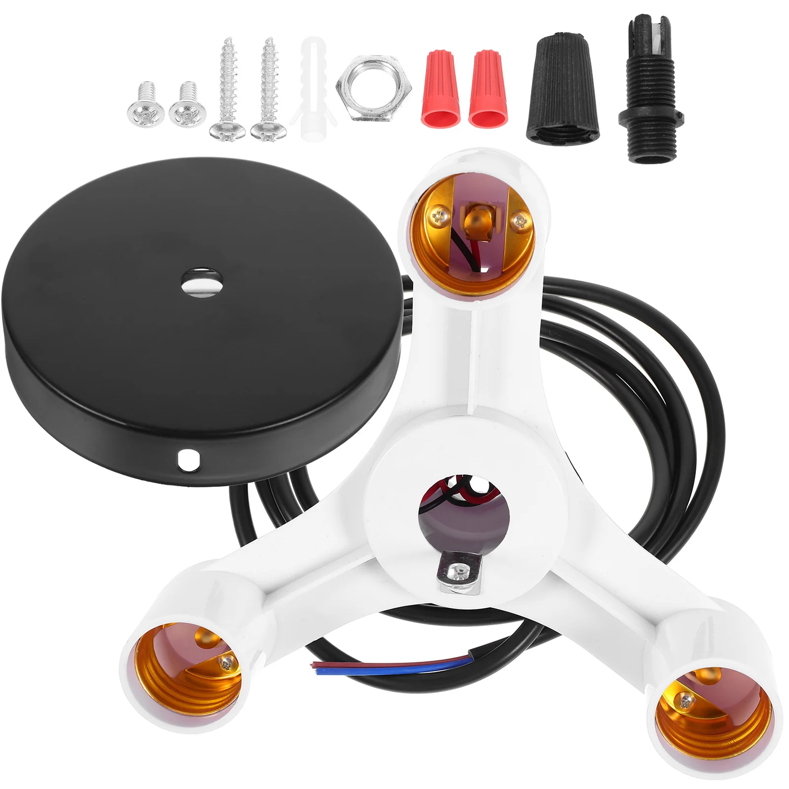 1pc E27 Three-Head Lamp Holder White Modern Compact Design For Ceiling Pendant Chandelier Cafe Kitchen Restaurant Decoration