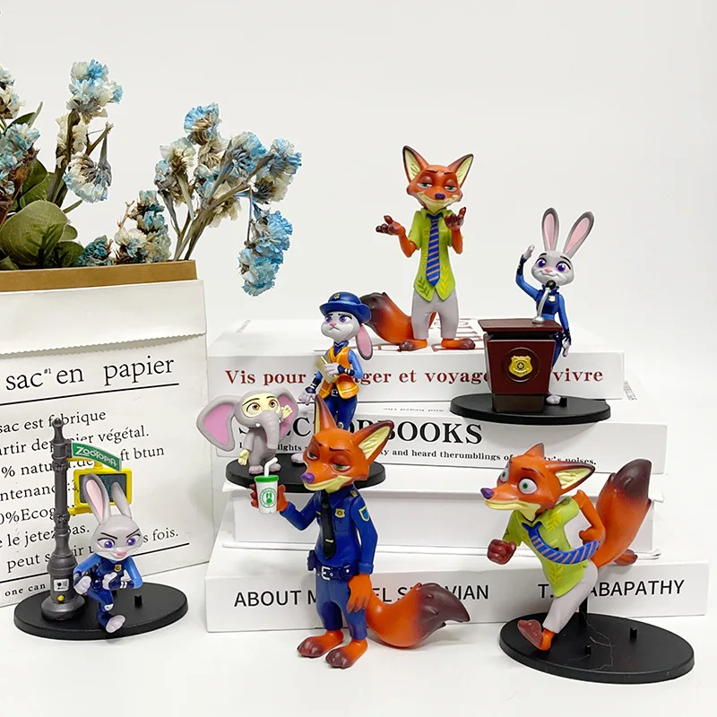 6 models of crazy Animal City: Utopia, Nick the Fox, Judy the Rabbit, toy figurines, blind box collectible dolls, plush toys