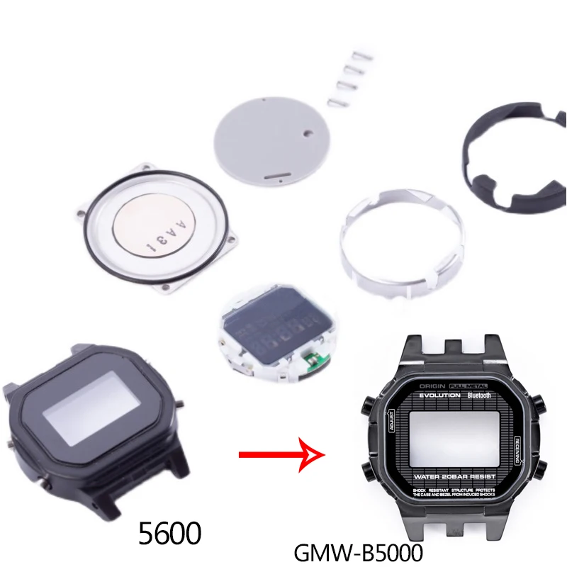 All-Metal Evolution Movement Shell For C-asio 3229 DW-5600 DW5600 DW5000 GW-B5600 Upgrade Modified to GMW-B5000 Movement Case